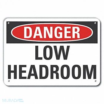 LYLE Low Clearance Danger Sign 10x14in Plstc, 64RL35