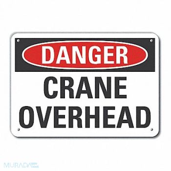 LYLE K3079 Crane Hoists Danger Sign 7x10in Plastic, 64RL54