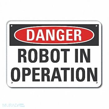 LYLE Robot Area Danger Sign 10x14in Plastic, 64RM42
