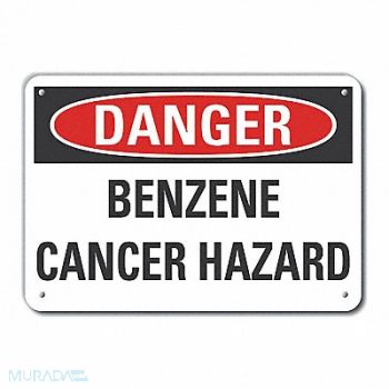 LYLE Benzene Danger Sign 10x14in Plastic, 64RN03