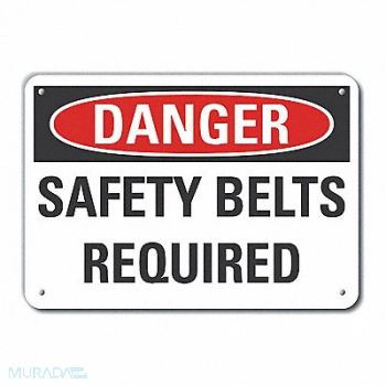 LYLE Safety Belt Danger Sign 10x14in Plastic, 64RN21