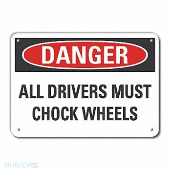 LYLE Chock Wheel Danger Sign 10x14in Plastic, 64RP16