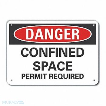 LYLE Confined Space Danger Sign 10x14in, 64RP38