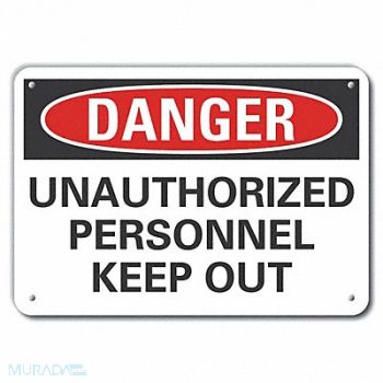 LYLE Auth Person Danger Sign 7x10in Plastic, 64RP49