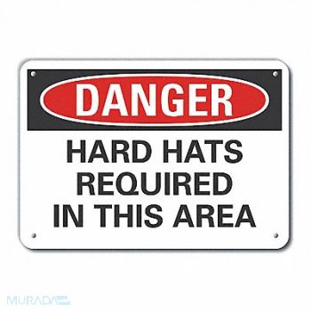 LYLE Hard Hat Danger Sign 10inx14in Plastic, 64RP52