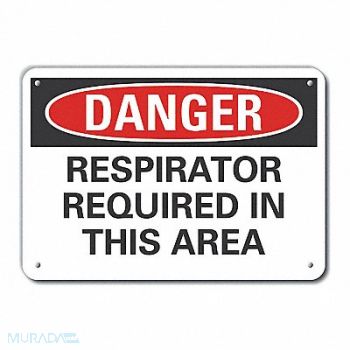LYLE Respirator Req Danger Sign 10x14in Plstc, 64RP60