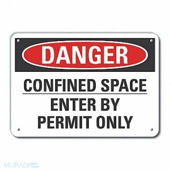 LYLE Confined Space Danger Sign 7x10in Plastc, 64RP79