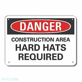 LYLE Construct Area Danger Sign 7x10in Plastc, 64RP97