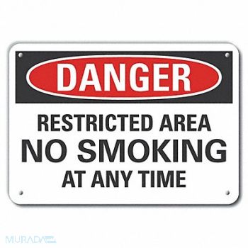 LYLE No Smoking Danger Sign 10x14in Plastic, 64RR43