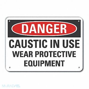 LYLE Caustic Danger Sign 10x14in Plastic, 64RR57