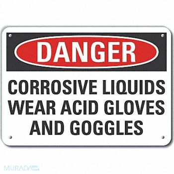 LYLE Corrosive Mtrl Danger Sign 10x14in, 64RT36
