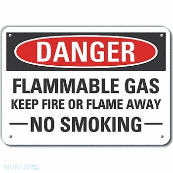 LYLE Flammable Gas Danger Sign 10x14in Plstc, 64RT58