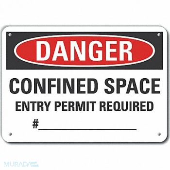 LYLE Confined Space Danger Sign 10x14in Plstc, 64RT66