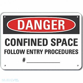 LYLE Confined Space Danger Sign 10x14in, 64RT82