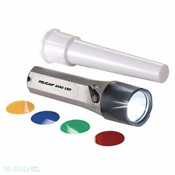 PELICAN LED Flashlight with 4 Color Wand Gray, 65CW85