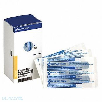 FIRST AID ONLY Metal Detectable Knuckle Bandages PK20, 6XNC0