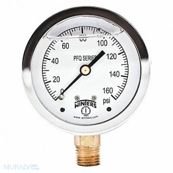 WINTERS Qual Ss/Br Gauge 2.5 1/4Lm 0-160Psi, 65MG61