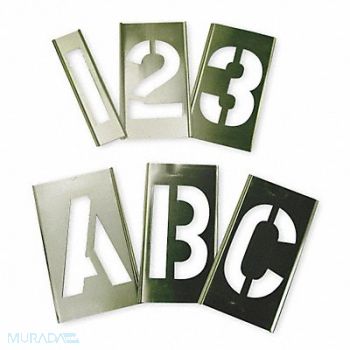 GRAINGER APPROVED Interlocking Stencil Numb Letters Brass, 6A232