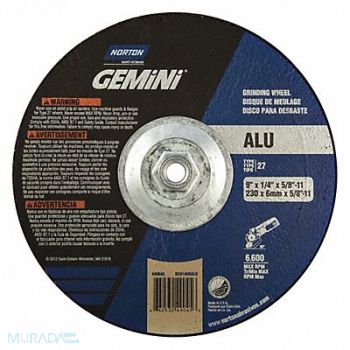 NORTON Depressed Center Whl T27 9x1/4x5/8-11 AO, 6A433