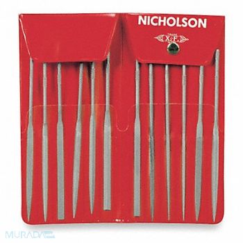 NICHOLSON Needle File Set Swiss 5-1/2 in L, 6A632
