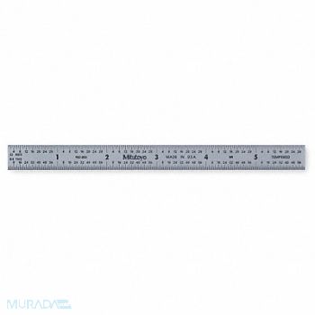 MITUTOYO Steel Rule Flexible 6 In 32/64/10/100ths, 6C293