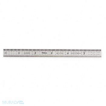 MITUTOYO Steel Rule Rigid 6In 50/100ths/0.5/1mm, 6C298