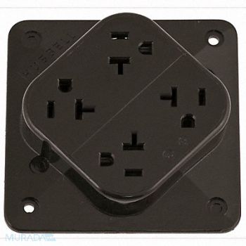 HUBBELL Receptacle Brown 20 A 2P3W Back 1PK, 6C565
