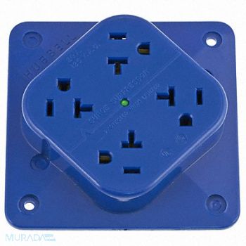 HUBBELL Receptacle Blue 20 A 2P3W Back 1PK, 6C570