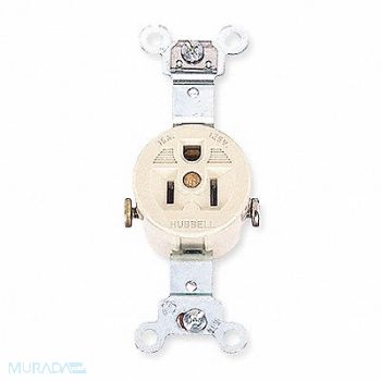 HUBBELL Receptacle Ivory 15 A 2P3W Side 1PK, 6C596