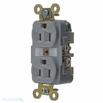 HUBBELL Receptacle Gray 15 A 2P3W Back Side 1PK, 6C599