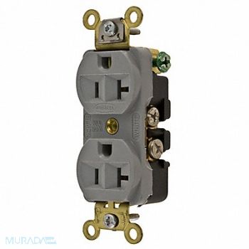 HUBBELL Receptacle Gray 20 A 2P3W Back Side 1PK, 6C604