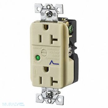 HUBBELL Recept Ivory 20 A 2P3W Back Side 1PK, 6C605