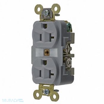 HUBBELL Receptacle Gray 20 A 2P3W Back Side 1PK, 6C606