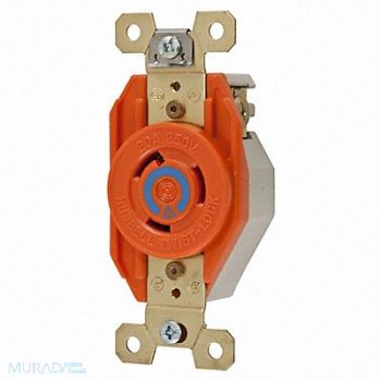 HUBBELL Lck Recept 20 A Orange Nylon L6-20R 1Gng, 6C649
