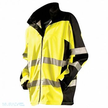 OCCUNOMIX Rain Jacket Class 3 Type R Blk/Ylw L, 6DJZ8