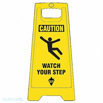 TOUGH GUY Floor Sign Yellow Polypropylene 24 in H, 6DMF8