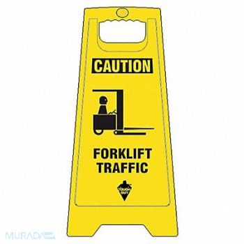 TOUGH GUY Floor Sign Yellow Polypropylene 24 in H, 6DMF9