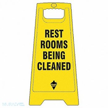 TOUGH GUY Restroom Sign Yellow Plastic 24 in H, 6DMH1