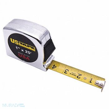 US TAPE Tape Measure 1 x 25 ft Chrome Ft/In, 6DYR1