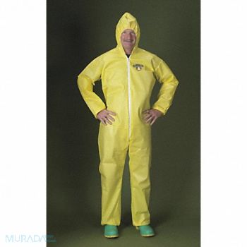 LAKELAND Hooded Coverall Elastic Yellow 4XL, 6EHH5