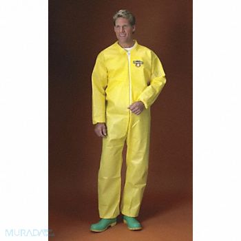LAKELAND Collared Coverall Elastic Yellow 4XL, 6EHK7