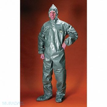 LAKELAND Hooded Coverall w/Attached Boot Gray 3XL, 6EHW7