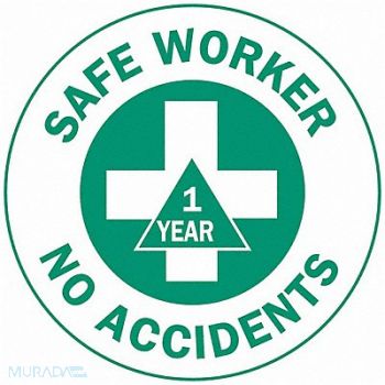 BRADY Hard Hat Emblem Label Green/White, 6EW71