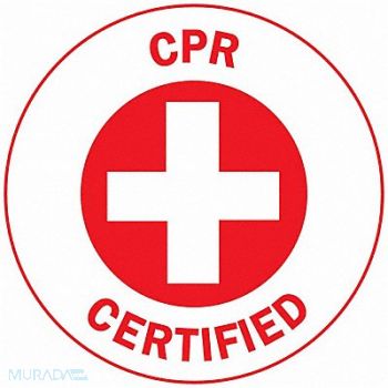 BRADY Hard Hat Emblem Label Red/White PK4, 6EW80