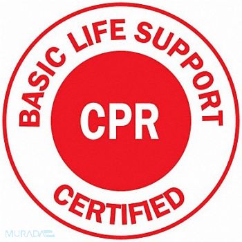 BRADY Hard Hat Emblem Label Red/White, 6EW95