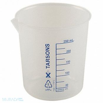 LAB SAFETY SUPPLY Beaker 250mL Polypropylene PK6, 6FAE5