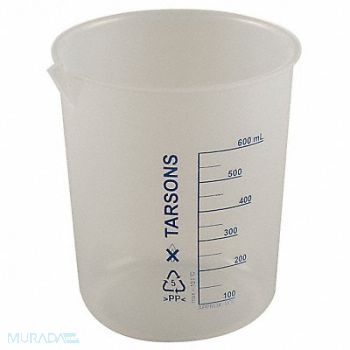 LAB SAFETY SUPPLY Beaker 600mL Polypropylene PK4, 6FAE6