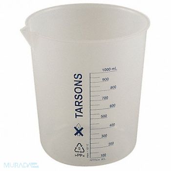 LAB SAFETY SUPPLY Beaker 1000mL Polypropylene PK3, 6FAE7