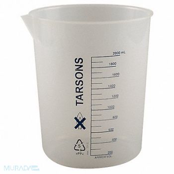 LAB SAFETY SUPPLY Beaker 2000mL Polypropylene, 6FAE8