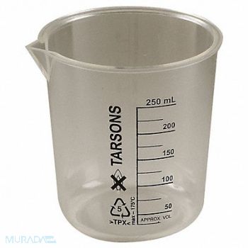 LAB SAFETY SUPPLY Beaker 250mL Polymethylpentene PK6, 6FAF1